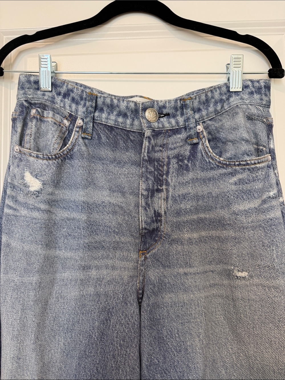 rag & bone Light Blue Wide-Leg Sweatpants Cropped Jeans, Size 27, EUC - Picture 8 of 11